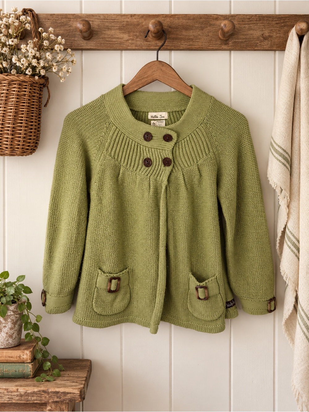 olive green Matilda Jane knit cardigan size 8